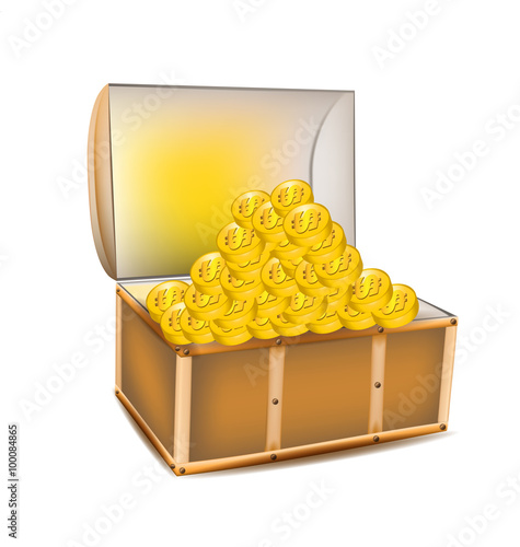 pirate a treasure chest of gold coins on a white background vect