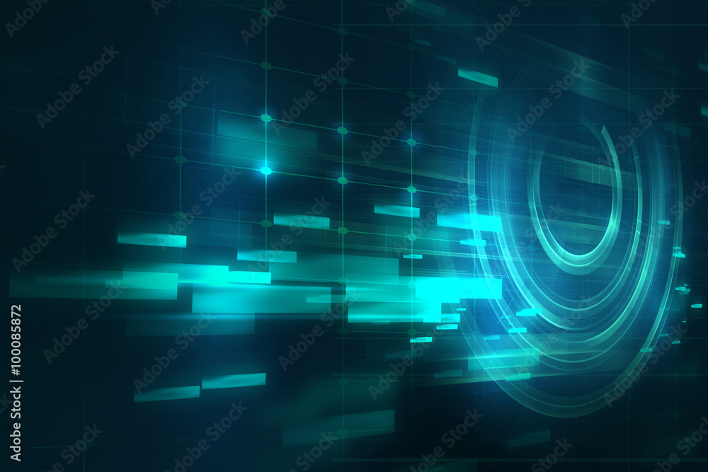 Fototapeta premium blue geometric circular shape abstract technology background