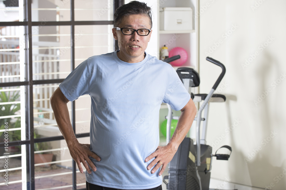 asian senior male at the gym asian senior male at the gym