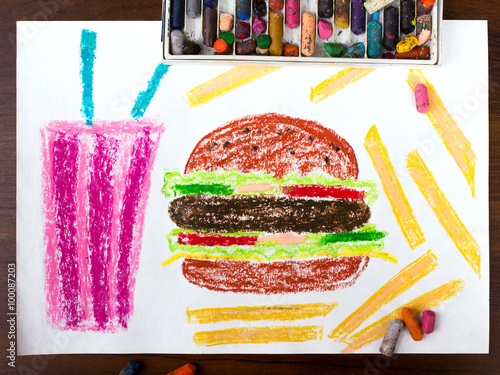 colorful drawing: unhealthy food