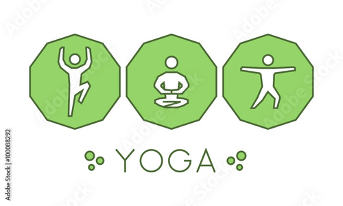 Vector line yoga logo. Yoga silhouette figures.