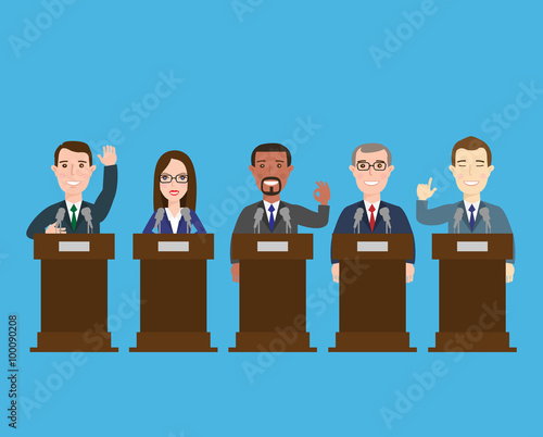 politician at the podium.international press conference concept