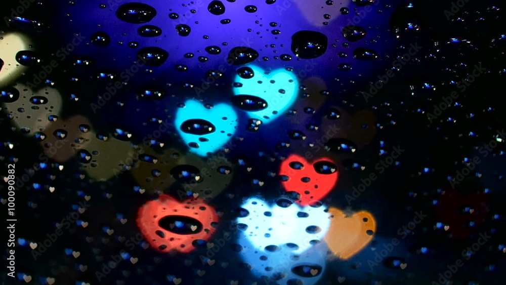 Variation of defocused hearts behind raindrops. Variation of defocused hearts behind raindrops.