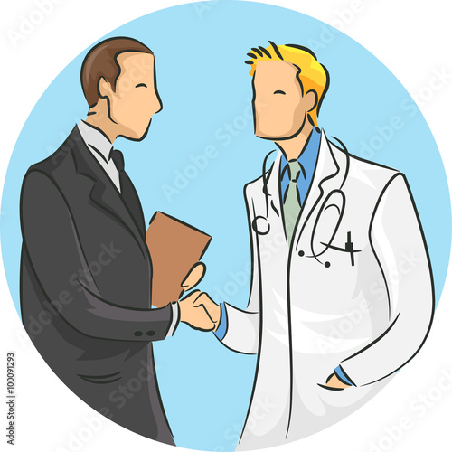 Man Doctor Shaking Hands Pharmaceutical Rep