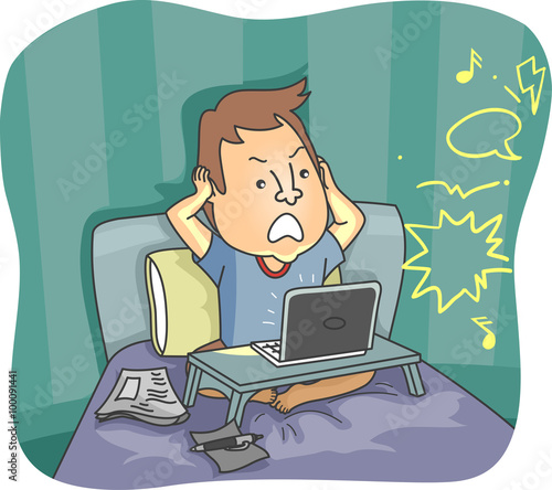 Man Angry Night Noise Distraction