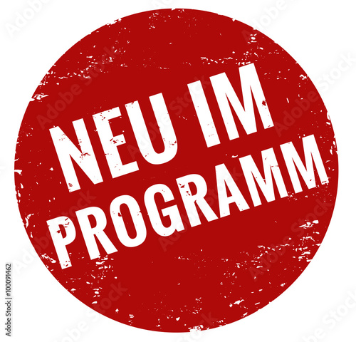 Neu im Programm Stempel rot grunge