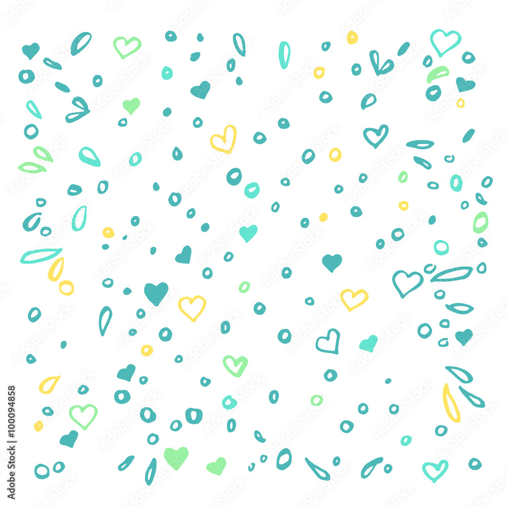 custom made wallpaper toronto digitalSet of tiny hand drawn hearts, spots, circles and drops for Valentines Day