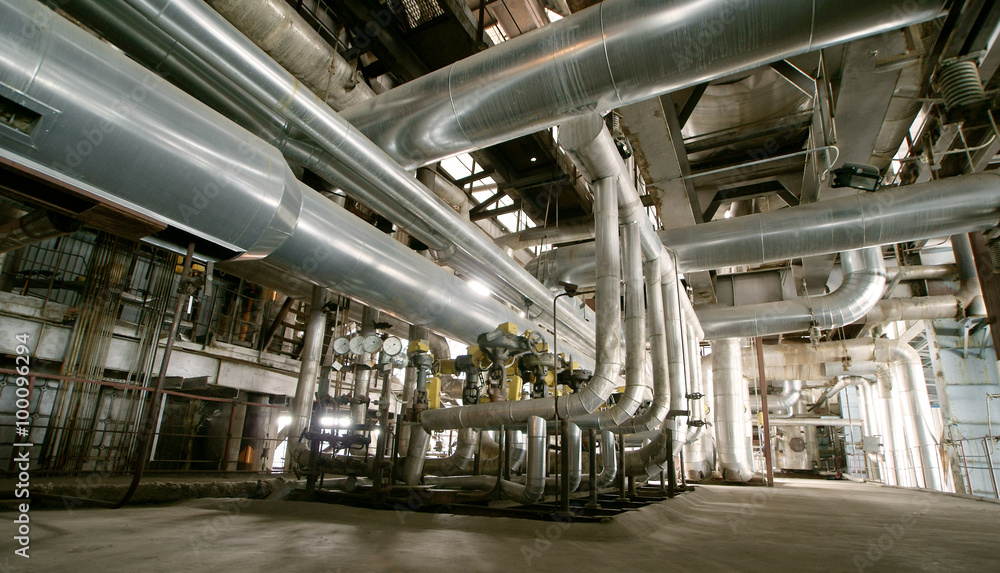 Industrial zone, Steel pipelines, valves and pumps Industrial zone, Steel pipelines, valves and pumps