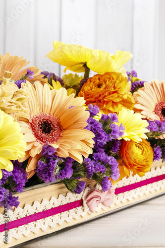 Table floral arrangement with gerbera flowers