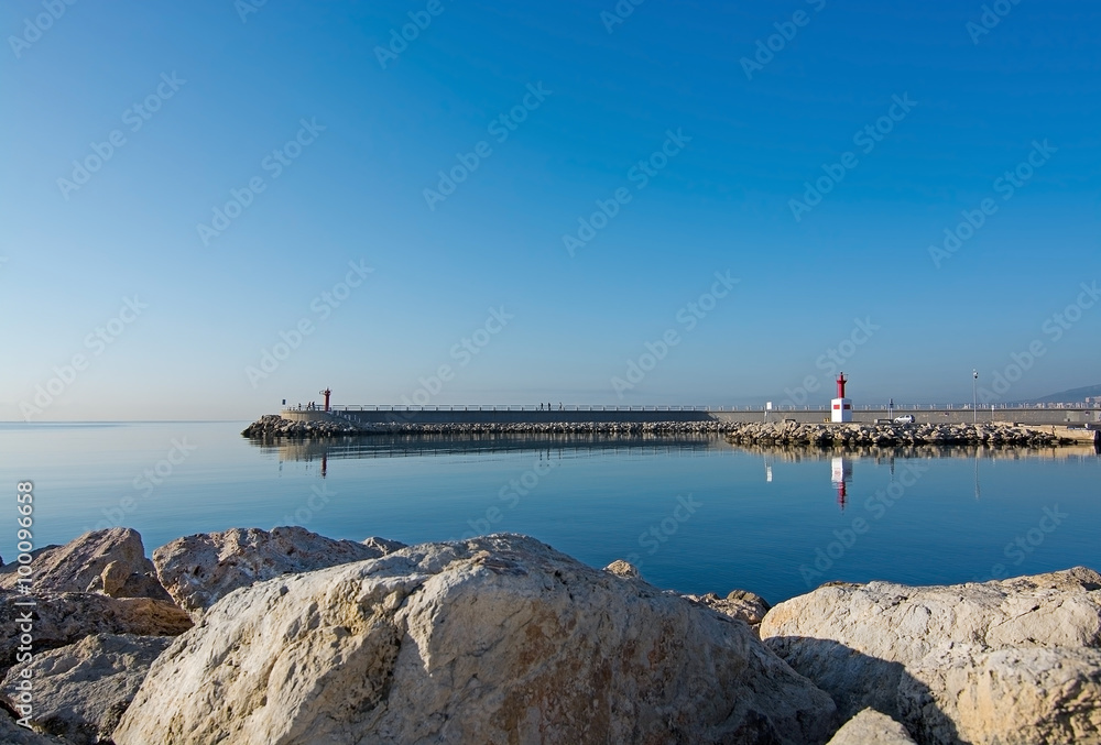 Pier and ocean horizon