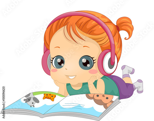 Kid Girl Read Story Book Audio