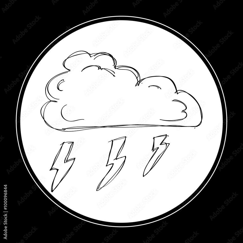Simple doodle of a cloud with lightning Simple doodle of a cloud with lightning