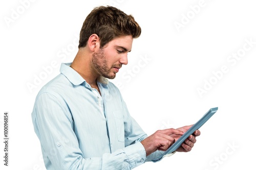 Handsome man using tablet