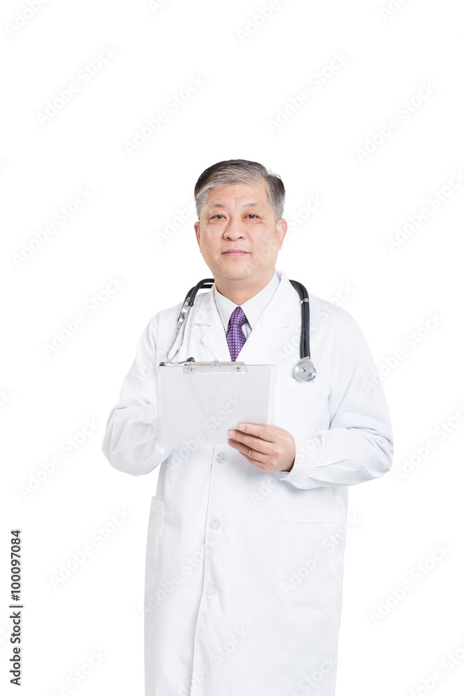 old asian man doctor writing on clipboad old asian man doctor writing on clipboad