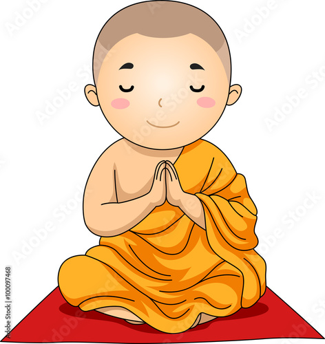 Kid Boy Buddhist Pray