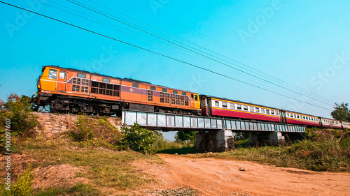 Passenger train was passing through steel bridge, 2015.