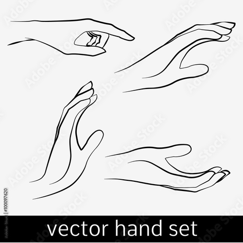 Human hands set, vector sketch style, gesture