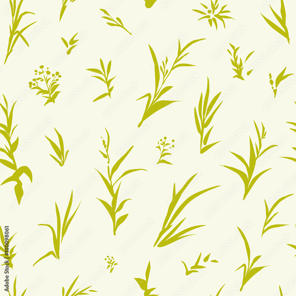 Naklejka premium Seamless floral pattern - green grass