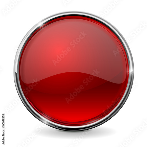 Free Download Glass round button, red web icon with chrome frame. - GFXLoad