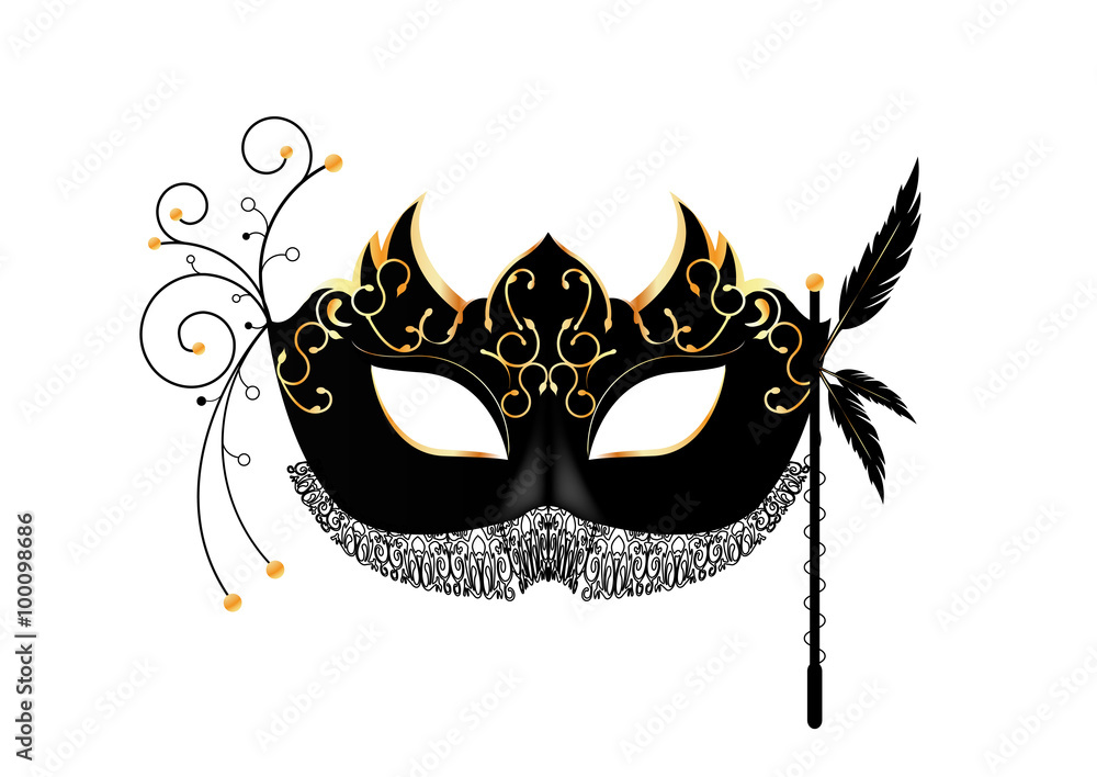 Masque vénitien - carnaval - noir et or Stock Vector | Adobe Stock