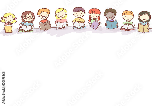 Doodle Stickman Kids Books Border