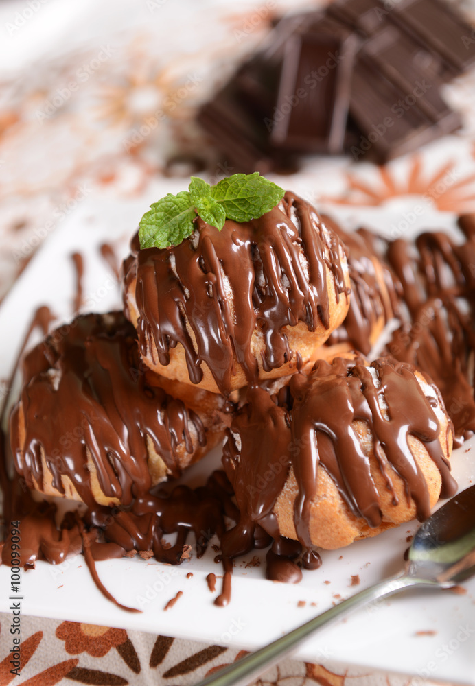 Delicious profiteroles dessert Delicious profiteroles dessert