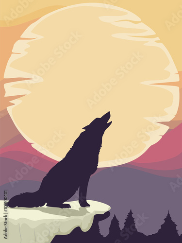 Wolf Silhouette Moon