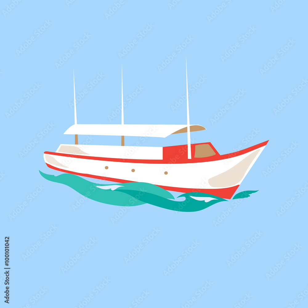 Leisure Ship on the Water. Vector Illustration