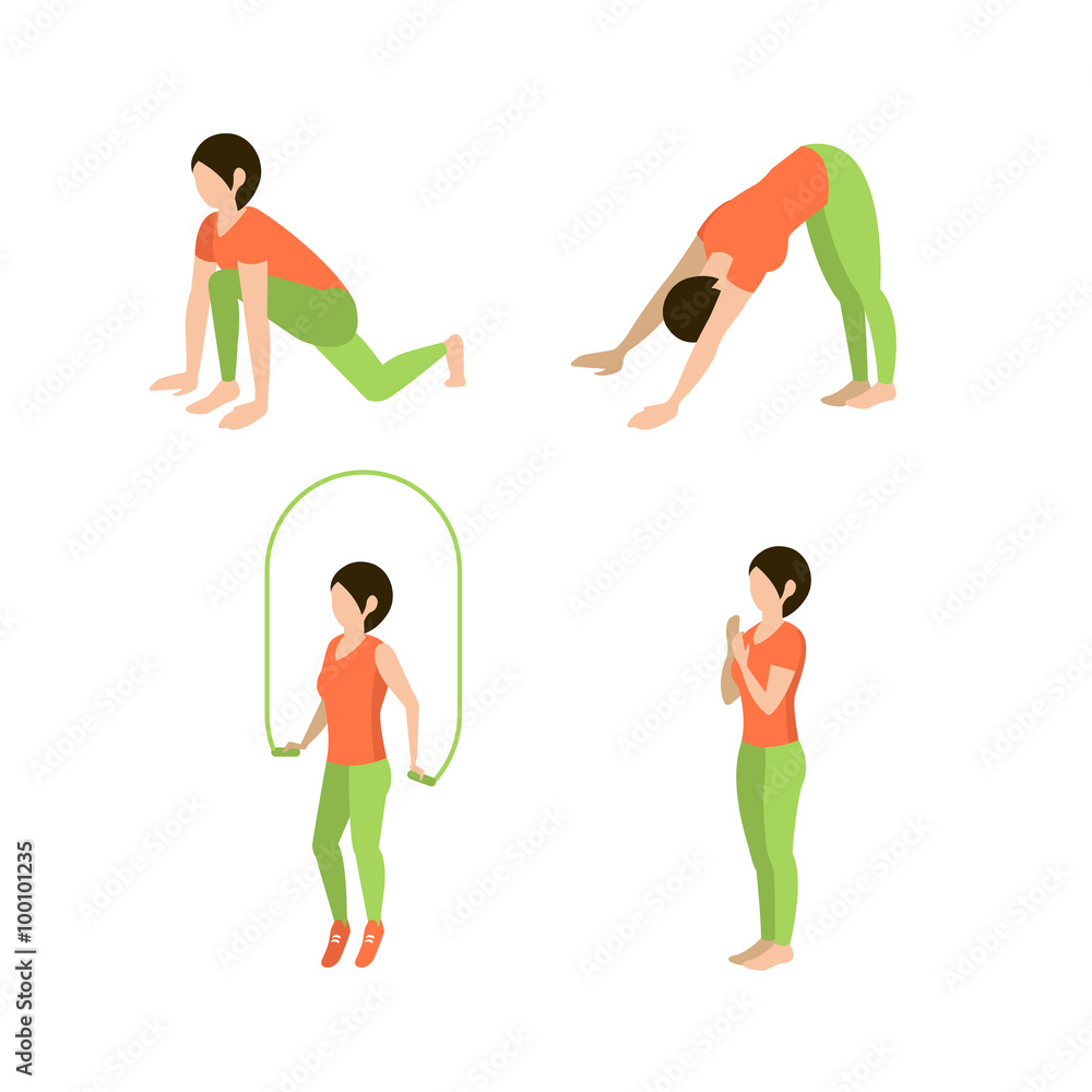 Fitness Excercises for Women, Vector Set