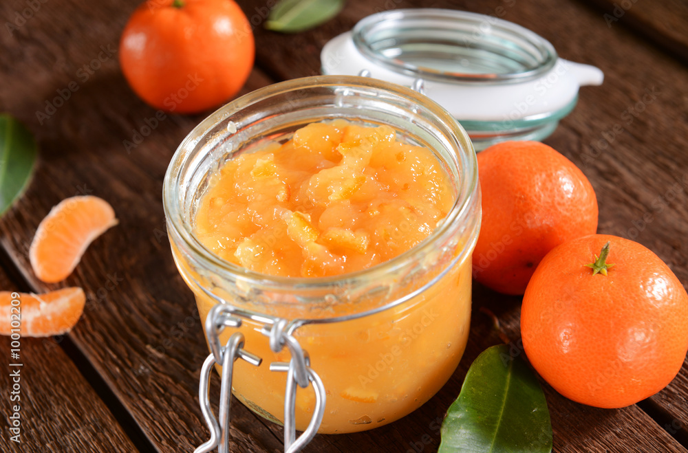 tangerine jam in glass jar tangerine jam in glass jar