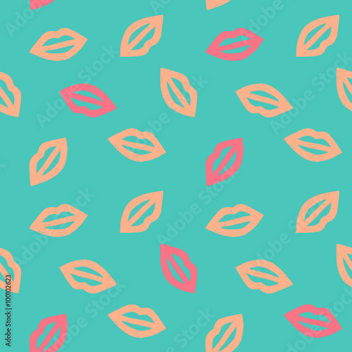 vector illustration repeat pattern of pink and orange lips conto