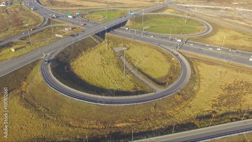 aerial view of the road junction of the ring road around St. Petersburg photo