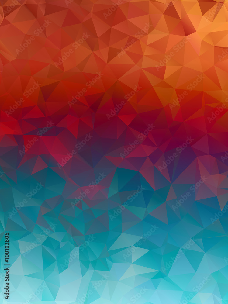 Blue and red, burning Polygonal Mosaic Background, Vector illustration,  Creative  Business Design Templates