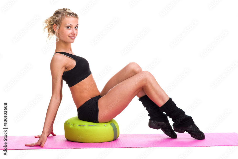 Aerobics fitness woman exercising isolated in full body. Aerobics fitness woman exercising isolated in full body.