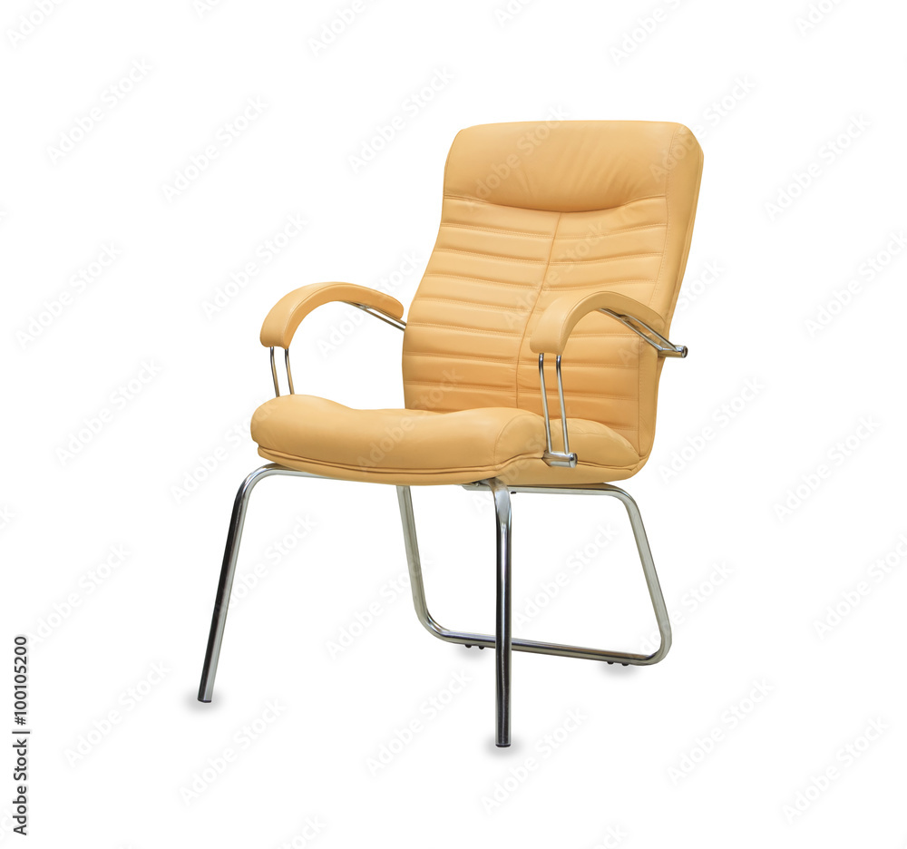 Fototapeta premium Modern office chair from beige leather. Isolated