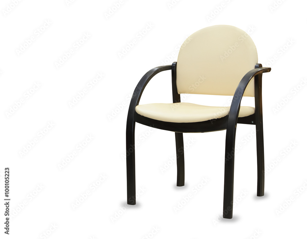 Fototapeta premium Modern office chair from beige leather. Isolated