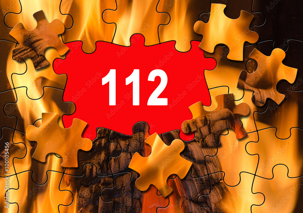 Euronotruf 17 / Puzzle "112", Feuer Stock Illustration | Adobe Stock