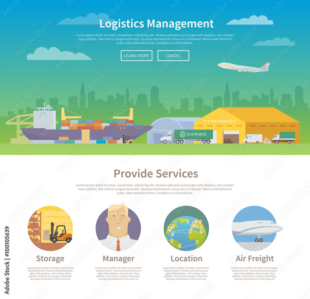 One page web design template. Logistics.