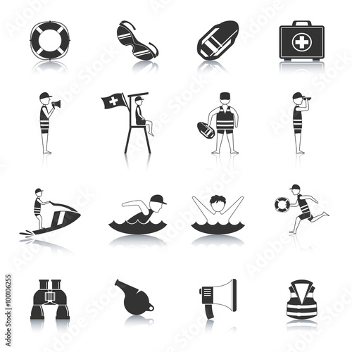 Lifeguard Black Icons Set