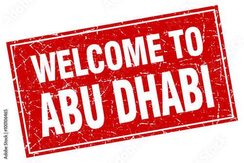 Abu Dhabi red square grunge welcome to stamp