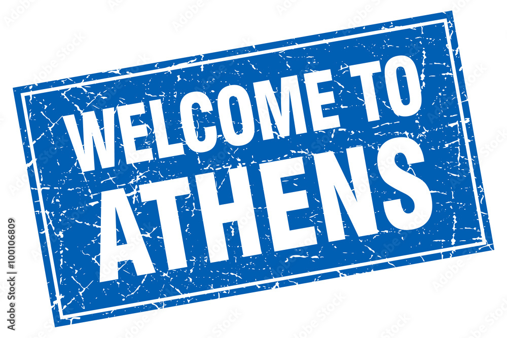 Athens blue square grunge welcome to stamp Athens blue square grunge welcome to stamp