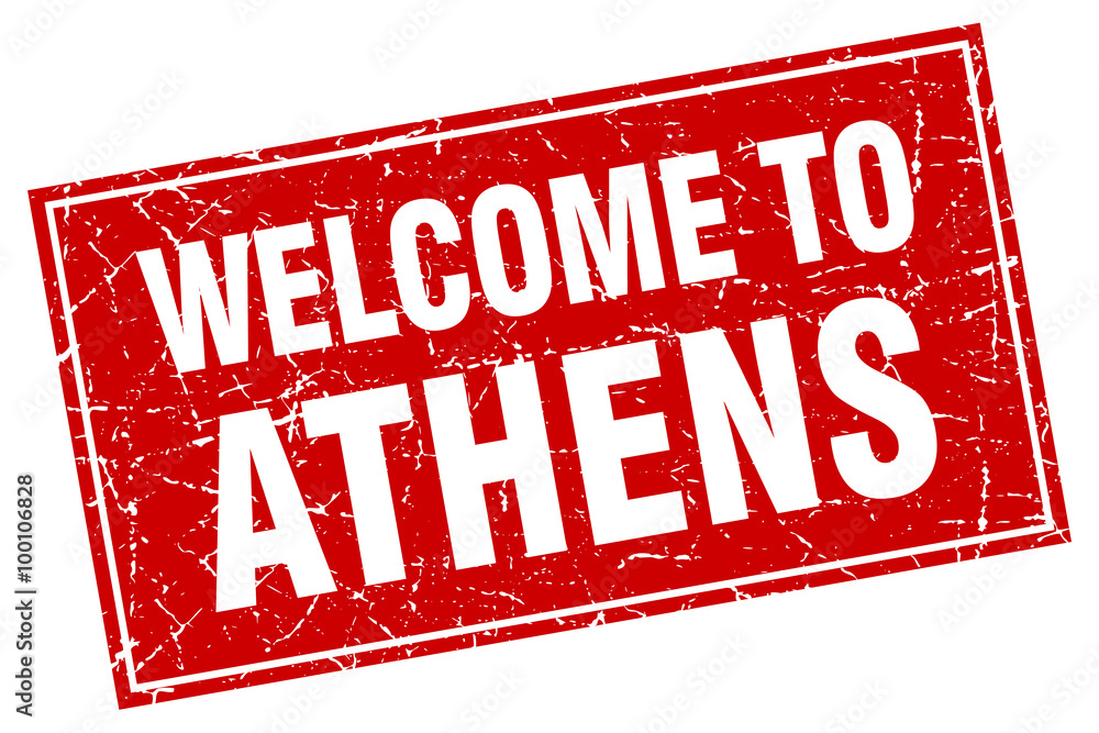 Athens red square grunge welcome to stamp Athens red square grunge welcome to stamp