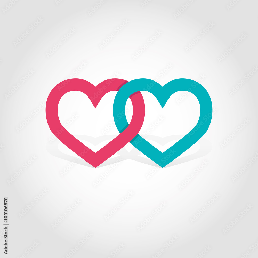 Hearts linked vector illustration Hearts linked vector illustration
