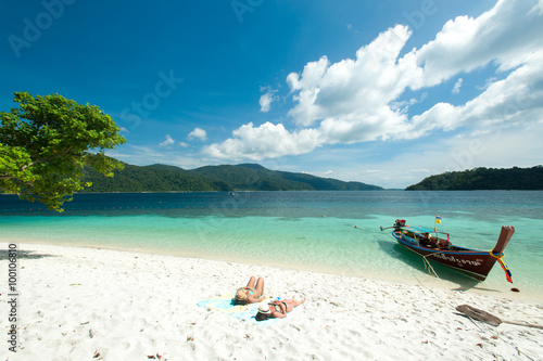 Couple on a tropical beach. Rawee Island ,Thailand