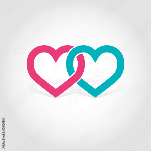 Hearts linked vector illustration