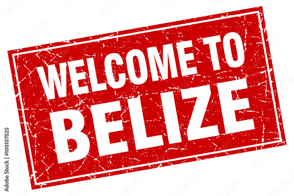 Belize red square grunge welcome to stamp Belize red square grunge welcome to stamp