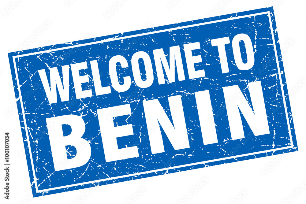Benin blue square grunge welcome to stamp Benin blue square grunge welcome to stamp