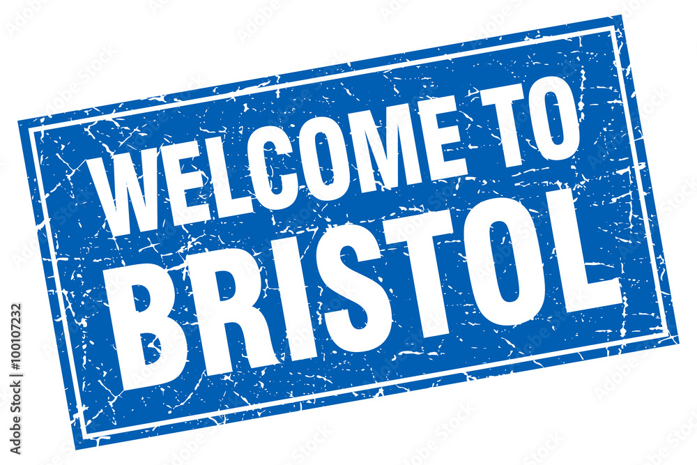 Bristol blue square grunge welcome to stamp