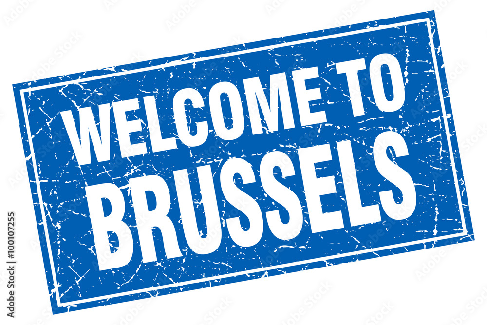 Brussels blue square grunge welcome to stamp Brussels blue square grunge welcome to stamp
