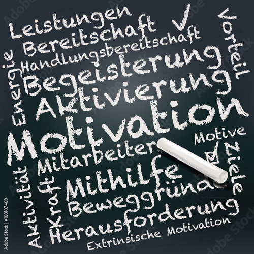 Tafel und Kreide mit Motivation